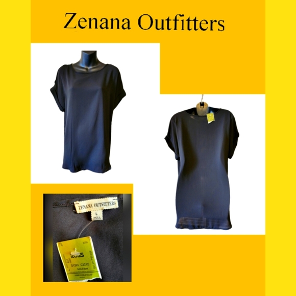 Zenana Outfitters Tops - ZENANA OUTFITTERS BLACK WOVEN  DOBBY ROLLED SLEEVES TUNIC BNWT